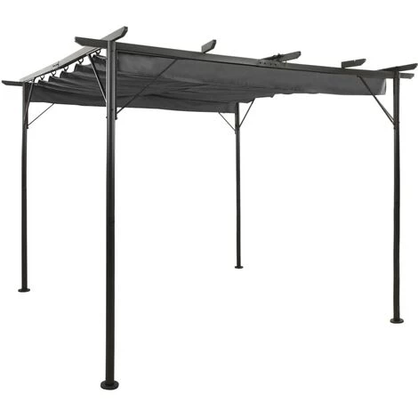 Pergola Mit Ausziehbarem Dach Anthrazit 3x3 M Stahl 180 G/m² VidaXL