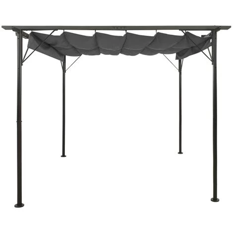 Pergola Mit Ausziehbarem Dach Anthrazit 3x3 M Stahl 180 G/m² VidaXL – Bild 2
