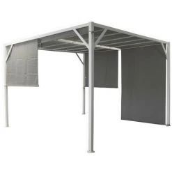 CAESAROO Pergola-Pavillon 4x3 M Aus Lackiertem Metall Mit Seitlichen Vordächern | Metallo