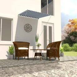 BETTERLIFE Einziehbare Markise 100×150 Cm Blau Und Weiß