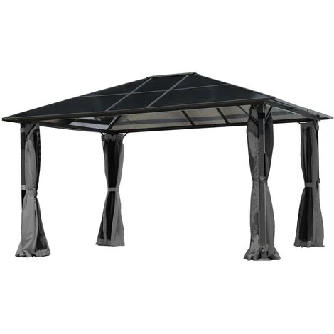 BRAST Alu-Pavillon Premium 3x4m Grau Festes Dach Wasserdicht + Moskitonetz – Bild 4