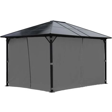 BRAST Alu-Pavillon Premium 3x4m Grau Festes Dach Wasserdicht + Moskitonetz – Bild 5