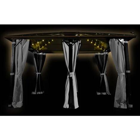 BRAST Alu-Pavillon Premium 3.6x4.8m Grau Festes Dach Wasserdicht + Moskitonetz – Bild 3