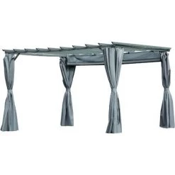 Outsunny® 3,6 X 3 M Pergola-Pavillion Abnehmbare Dach Sonnenschutz Grau