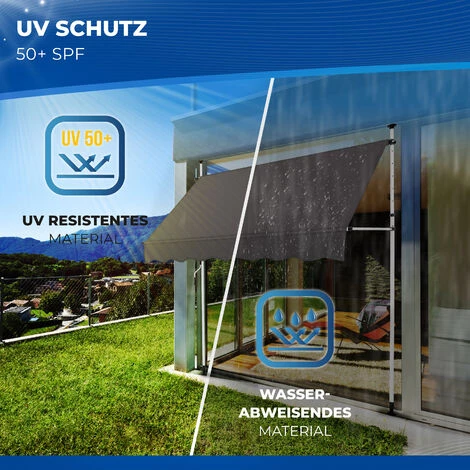 Tillvex Balkonmarkise 150 Cm Anthrazit Gelenkarm Markise Klemmmarkise Sonnenmarkise Balkon Ohne Bohren – Bild 5