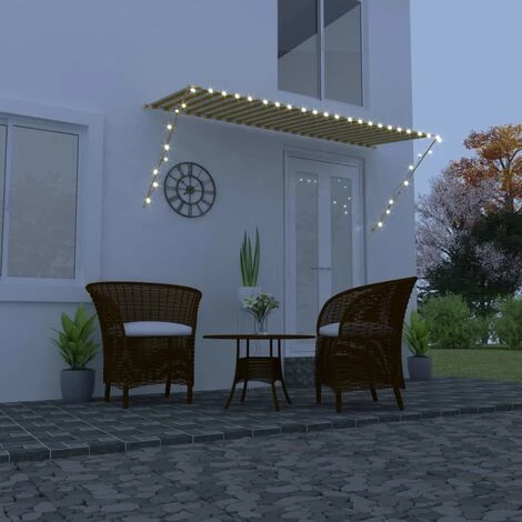 ABCRITAL Einziehbare Markise Mit LED 300×150 Cm Gelb Und Weiß