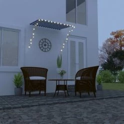 ABCRITAL Einziehbare Markise Mit LED 150×150 Cm Blau Und Weiß