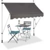 Relaxdays Klemmmarkise Balkon, Handkurbel, Höhenverstellbar, UV-beständig, Ohne Bohren, Polyester, 200 Cm Breit, Grau