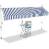 Relaxdays Klemmmarkise, Balkon Sonnenschutz, Einziehbar, Fallarm, Ohne Bohren, Verstellbar, 350 Cm Breit, Blau Gestreift