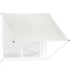 Relaxdays Fallarmmarkise HxB: 120x150 Cm, Schattenspender Für Fenster, 50+ UV-Schutz, Seilzug, Polyester & Metall, Beige