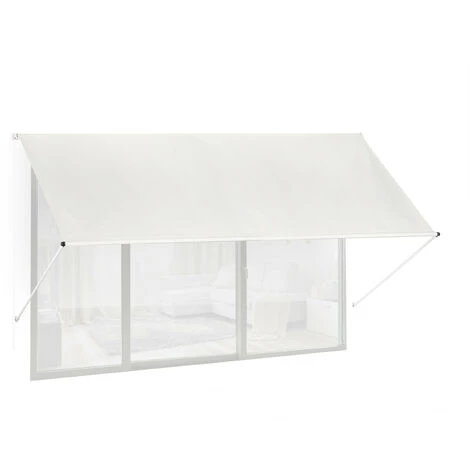 Relaxdays Fallarmmarkise HxB: 120x300 Cm, Schattenspender Für Fenster, 50+ UV-Schutz, Seilzug, Polyester & Metall, Beige
