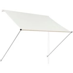 ML-Design Markise 400 X 120 Cm, Beige, 50+ UV-Schutz, Aus Metall Und Polyester, Seilzug, Schattenspender Fenster, Einziehbar Klemmmarkise Balkonmarkise Spannmarkise Sonnenschutz Windschutz