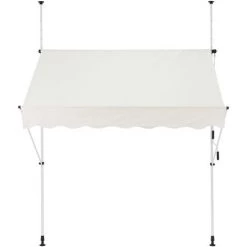 ML-Design Klemmmarkise 150 X 120 Cm, Beige, Höhenverstellbar, Ohne Bohren, UV-beständig, Einziehbar Manuell, Aus Metall Und Polyester, Markise Mit Handkurbel, Balkonmarkise Sonnenschutz Balkon