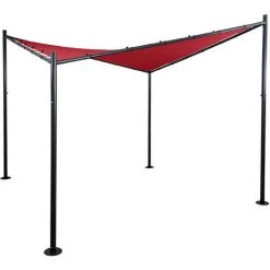 Pergola HHG-885, Garten Pavillon Sonnensegel, Stabiles Stahl-Gestell ~ 3x3m Bordeaux