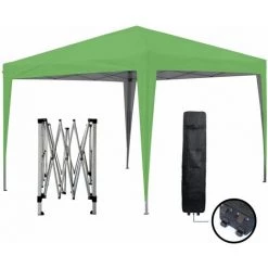 GREADEN Grünes Faltpavillon 3x3m ECO BRISO 30mm Rohr Aus Aluminium & Stahl 420D Wasserdichte Plane Zusammenklappbares Empfangszelt + Transporttasche