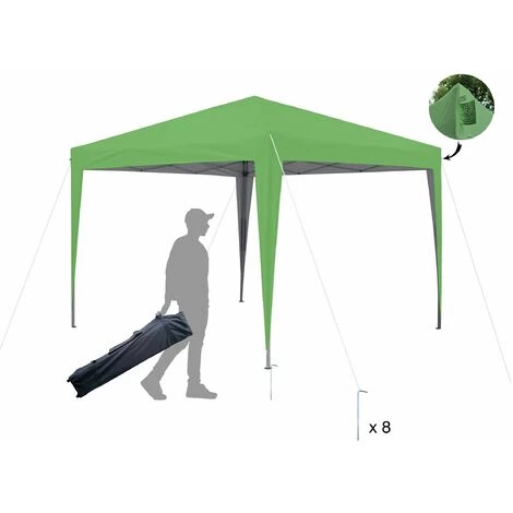 GREADEN Grünes Faltpavillon 3x3m ECO BRISO 30mm Rohr Aus Aluminium & Stahl 420D Wasserdichte Plane Zusammenklappbares Empfangszelt + Transporttasche – Bild 2