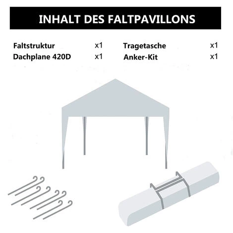 GREADEN Grünes Faltpavillon 3x3m ECO BRISO 30mm Rohr Aus Aluminium & Stahl 420D Wasserdichte Plane Zusammenklappbares Empfangszelt + Transporttasche – Bild 5
