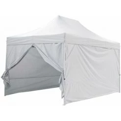 GREADEN Weißes Faltpavillon 3x4.5m + Seitenteilen 32mm Stahlrohr 220g / M² Plane 100% Wasserdicht PVC-Beschichtung Faltpavillon + Transporttasche