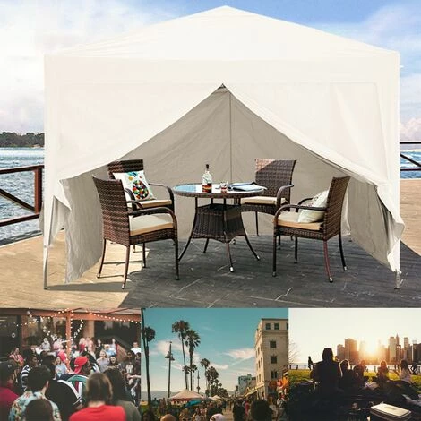 GREADEN Weißes Faltpavillon 3x3m + Seitenteilen, 30mm Stahlrohr, 220g / M² Polyesterplane Mit 100% Wasserdicht PVC-Beschichtung, Faltpavillon + Transporttasche – Bild 2