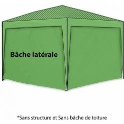 GREADEN 4 Seitenwände Vom Pavillon (OHNE STRUKTUR)3X3M - GRÜN - 3 Wände Ohne Fenster + Eine Wand Mit Einer Tür - 420D Versilbertes Polyester, NUR Für 30MM Röhren