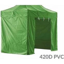 GREADEN 4 Seitenwände Vom Pavillon (OHNE STRUKTUR)2X3M - GRÜN - 3 Wände Ohne Fenster + Eine Wand Mit Einer Tür - 420D Polyester Mit PVC-Beschichtung, NUR Für 40MM Röhren