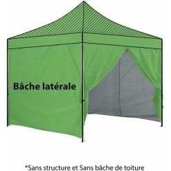 GREADEN 4 Seitenwände Vom Pavillon (OHNE STRUKTUR)3X3M - GRÜN - 3 Wände Ohne Fenster + Eine Wand Mit Einer Tür - 420D Versilbertes Polyester, NUR Für 25MM / 32MM Röhren