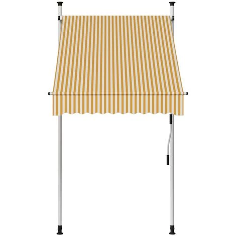 ABCRITAL Markise Einziehbar Handbetrieben 100 Cm Orange/Weiß Gestreift – Bild 2