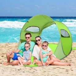 GOPLUS Pop-up Strandmuschel Für 3-4 Personen, Automatisches Strandzelt, Wurfzelt, Tragbar Mit Tragetasche, UV 50+ Sonnenschutz Und Windschutz, Für Outdoor Strand Garten Camping (Grün)