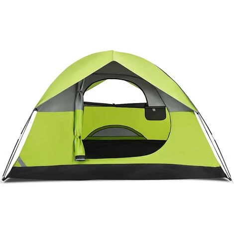 COSTWAY 4 Personen Campingzelt Doppelschicht, Kuppelzelt Winddicht, Camping Tent Für Wandern, Im Freien, Wurfzelt Mit Wasserabweisendem Regenverdeck