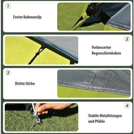COSTWAY 4 Personen Campingzelt Doppelschicht, Kuppelzelt Winddicht, Camping Tent Für Wandern, Im Freien, Wurfzelt Mit Wasserabweisendem Regenverdeck – Bild 4