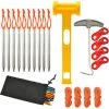 ILoveMilan Zelt Bodennägel 10er Pack, Mit Winddichtem Seil, Nagelzieher, Kunststoffhammer, Doppelöse, Für Outdoor-Campingzelt, Markisen, Wandern. （Silber）