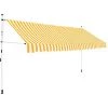 BEARSU Einziehbare Markise Handbetrieben 350 Cm Orange/Weiß Gestreift
