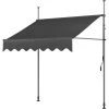 HOMFA Klemmmarkise Balkonmarkise Sonnenschutz Mit Handkurbel, UV-beständig Höhenverstellbar, Aus Metall Und Polyester, Ohne Bohren, 300 X 120cm, Grau