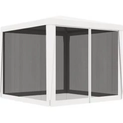 LONGZIMING Partyzelt Mit 4 Netz-Seitenwänden 2,5 X 2,5 M Weiß