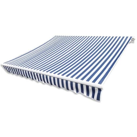 LONGZIMING Markisenbespannung Canvas Blau & Weiß 450×300 Cm – Bild 2