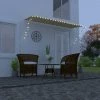 LONGZIMING Einziehbare Markise Mit LED 400×150 Cm Gelb Und Weiß