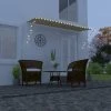 LONGZIMING Einziehbare Markise Mit LED 350×150 Cm Gelb Und Weiß