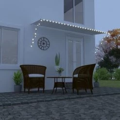 LONGZIMING Einziehbare Markise Mit LED 400×150 Cm Creme
