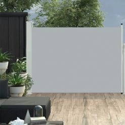 LONGZIMING Ausziehbare Seitenmarkise 100×500 Cm Grau