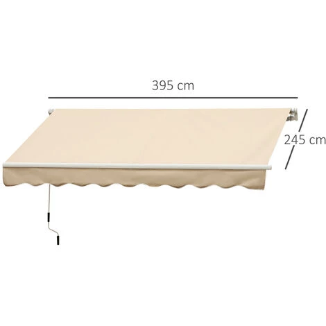 Outsunny Manuelle Gelenkarmmarkise Outdoor 395 Cm X 245 Cm X 350 Cm – Bild 3