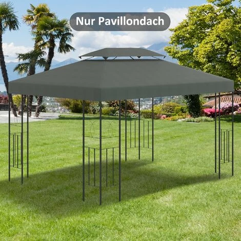 Outsunny Ersatzdach Pavillondach Für Metallpavillon Gartenpavillon Partyzelt Gartenzelt Polyester 3x4m Dunkelgrau – Bild 2
