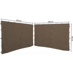 Quick-Star 2 Seitenteile Mit RV 250x192cm 350x192cm Für Pavillon Nizza 3x4m Seitenwand Taupe RAL 7006