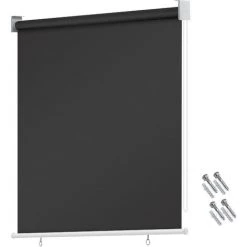 KESSER® Senkrechtmarkise Vertikalmarkise Balkonmarkise Sichtschutz Sonnenschutz Seitenrollo Beschattung , Balkonrollo Stabil Und Wetterbeständig, Für Balkon, Terrasse, Garten, Anthrazit, Anthrazit, 160x140cm