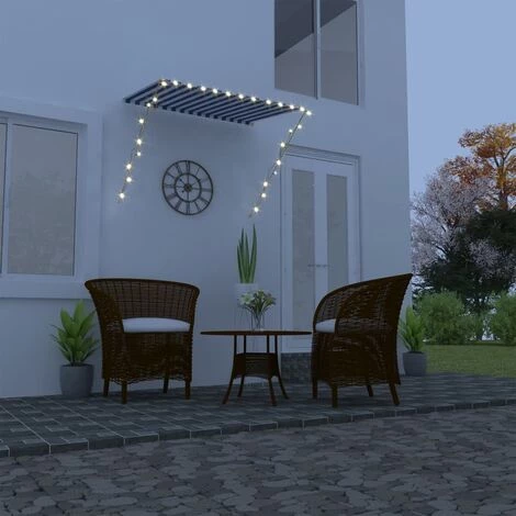 Topdeal Einziehbare Markise Mit LED 150x150 Cm Blau Und Weiß FF145901_DE