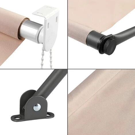 PEDY Manuelle Markise, Balkonmarkise UV- Und Wetterbeständig, Manuell Einziehbare Markise, Höhen- Und Neigbar, Sonnen- Und Regenschutz, Für Gartenterrasse, Khaki , 200x120cm – Bild 3