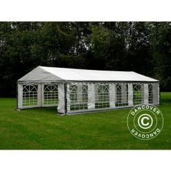 Partyzelt Pavillon Festzelt Dancover PLUS 4x10m PE, Grau/Weiß
