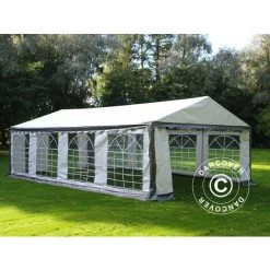 Partyzelt Pavillon Festzelt Dancover PLUS 4x8m PE, Grau/Weiß