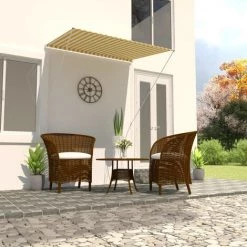 TRIOMPHE Einziehbare Markise 150×150 Cm Gelb Und Weiß