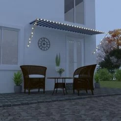 TRIOMPHE Einziehbare Markise Mit LED 400×150 Cm Blau Und Weiß