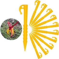 TRIOMPHE Kunststoff-Zeltheringe, Spiral-Zeltheringe, Sardinen-Garten-Zeltboden, Robust Und Langlebig, Für Campingzubehör, Camping-Überdachungen, Triumph-Wohnwagen-Vorzelte, 20 Stück, Gelb
